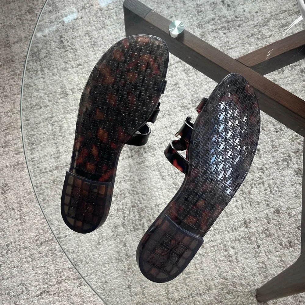 Sam Edelman Tortoiseshell Slip-On Sandals - Brown/Black Sz 8 - Picture 12 of 13